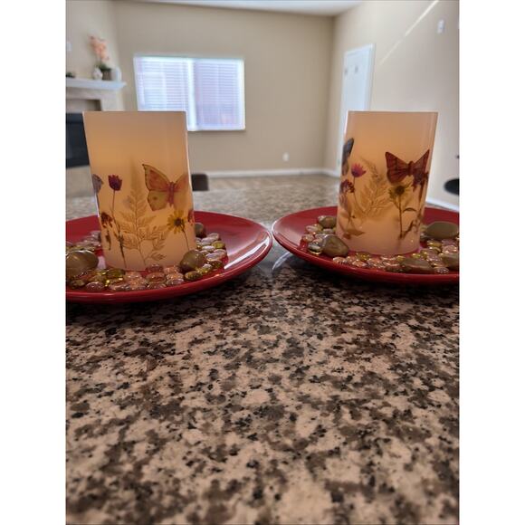 Unbranded Other - Pair Of Flickering Flameless Candle D4 x H6, Butterfly Battery Operated